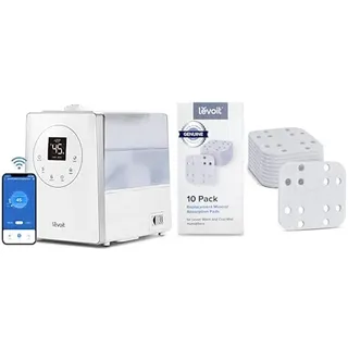 Levoit Luftbefeuchter Smart 6L Top-Fill Warmer/Kalter Nebel mit Alexa/APP Steuerung + Levoit LUH-MAP-WEU 10 Pack Entkalker Pads für Luftbefeuchter OasisMist 450S & LV 600S