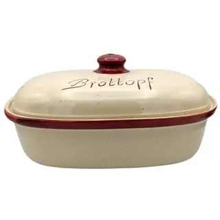 Keramik Brottopf L 34 x 22 x 17 cm (beige/weinrot)
