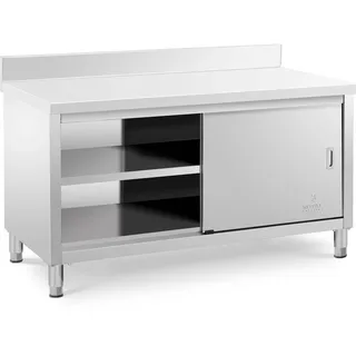 Royal Catering Edelstahl-Arbeitsschrank - ECO - 150 x 70 cm - 500 kg - Aufkantung -