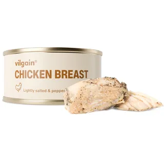 Vilgain Hähnchenbrust In Eigenem Saft (100 g) Mit Salz & Pfeffer – Saftige Hähnchenbrustfilets Ohne Konservierungsstoffe, Fettarmer High Protein Snack, Verzehrfertiges Geflügelfleisch In Stücken