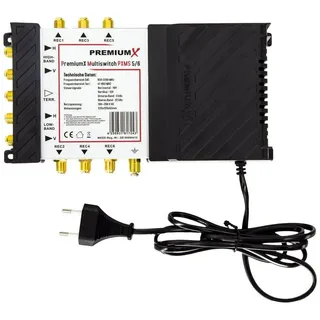 Premium X PremiumX PXMS 5/6 Multischalter mit Netzteil Multiswitch 1 SAT für 6 Teilnehmer Satverteiler Digital HDTV FullHD 4K UHD 8K