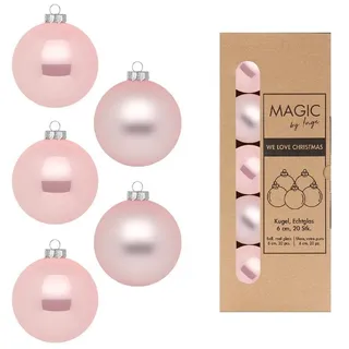 INGE-GLAS Weihnachtskugeln Glas 6cm x 20 Stück in Kartonbox Christbaumkugeln Set Lovely Magnolia