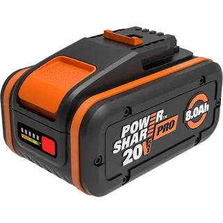 Worx WA3648 PowerShare Pro Akku 8000 mAh (20 V), mehr Sicherheit & längere Laufzeit, LED-Anzeige, für alle WORX Geräte orange|schwarz