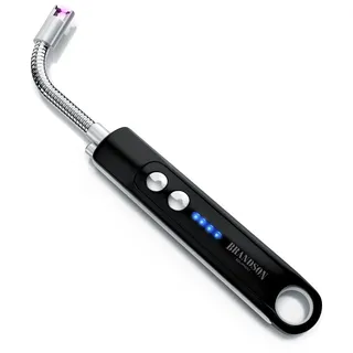 Brandson Lichtbogen Feuerzeug Stabfeuerzeug Feuerzeug elektrisch, USB Feuerzeug aufladbar Kerzenanzünder mit LED Batteriestandsanzeige