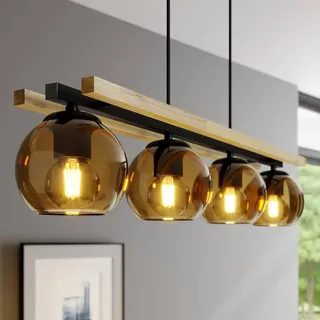 LINDBY Enrique Pendelleuchte Amber/Black/Oak (9624908)