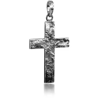 KUZZOI "Herren Kreuz Matt Gehämmert 925 Silber", schwarz, Schmuckanhänger, Herren, onesize, ohne Stein, Silber 925 (Sterlingsilber), Kettenanhänger