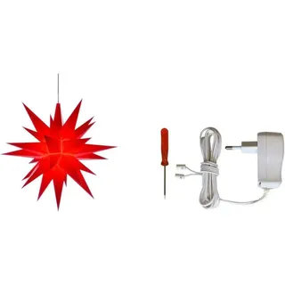Herrnhuter Sterne 6134 Innenstern A1e rot (13cm) 1 Stern LED inklusive Netzgerät 500mA mit Timer