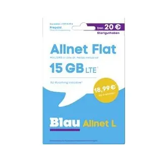 blau.de Allnet L Startpaket Prepaid-Karte ohne Vertragsbindung