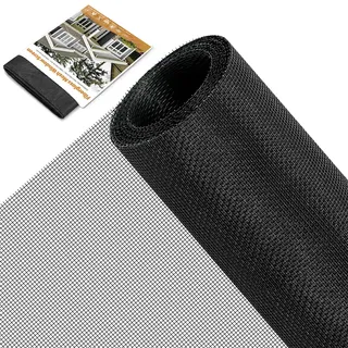 HOFUDON Upgrades Fliegengitter Meterware 120x250 cm, Fiberglas Fliegennetz | Stabil & Reißfest, Zuschneidbares Fliegennetz, UV-Beständig, Ersatz Fliegengitter für Balkontür, Fenster - Schwarz