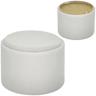 Homcom Sitzhocker mit Stauraum Cord 56 x 42 x 56 cm Cremeweiß