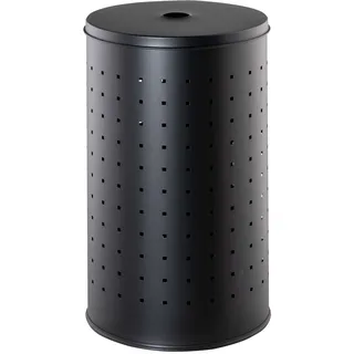 Home4You Wäschesammler, Schwarz - Edelstahl - 37 Liter - H 54 cm