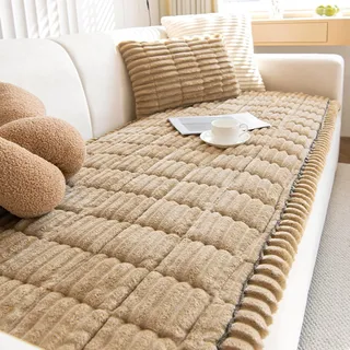 ZCXRYFL Neu Dicke Sitzkissen Decken Weiches Kord Universal Sofa Sofabezug 1 2 3 4 Sitzer Anti-Rutsch Couch üBerzug GemüTlich Sofa Kissen Bezug MöBelschoner FüR Wohnzimmer (60X150cm,Coffee)