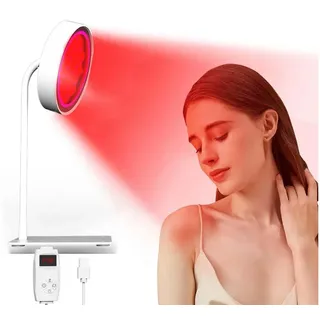 VIVIHEYDAY Infrarotlampe Rotlichtlampe, 850nm & 660nm Infrarotlampe mit Sockel, 40LEDs Rotlicht, Therapie mit Timer und Schwanenhalsverstellung, Rotlichtlampe Therapie für Heim (Lampe ohne Heizfunktion) weiß