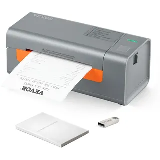 Vevor Etikettendrucker 40-108mm Thermodrucker 203DPI Labeldrucker 150mm/s Versandetiketten Drucker Thermo-Direkt Edikettendruckgerät USB Automatische Etikettenerkennung Windows Mac OS Linux Chromebook