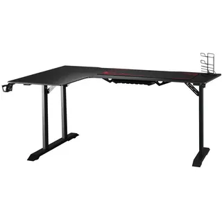 Homcom Gaming Tisch L-förmige mit Kopfhörerhaken Getränkehalterung Computertisch MDF Metall Schwarz+Rot 168 x 109 x 78 cm