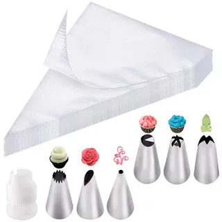 luxuskollektion 100x Spritzbeutel Set mit 6 Tüllen und Kupplung
