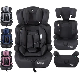 FableKids Kinderautositz 9-36 kg | 3-Punkt-Sicherheitsgurt | Autokindersitz ab 15 M. | Autositz für Kinder 76-150 cm | Kindersitz einstellbare Kopfstütze ECE R129/03 | Verstellbar | Schwarz