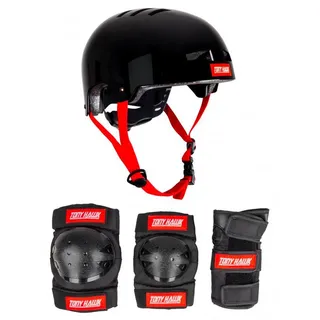 Tony Hawk Kinder Protektoren Set - Padset 9+ Yrs Schutzset, Jugend, Unisex, schwarz|rot (Mehrfarbig), L-XL