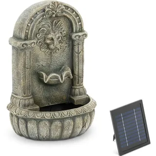 Hillvert Solar Gartenbrunnen - speiender Löwenkopf an verziertem Becken - LED-Beleuchtung