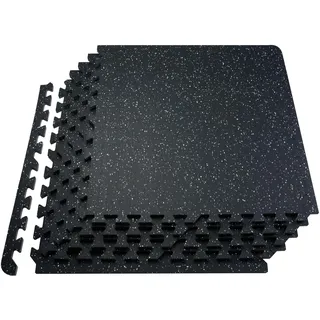 Vevor Bodenmatten 12 Stk. Gummioberfläche & EVA-Schaum, 61 x 61 cm Trainingsmatten mit 48 Quadratfuß Abdeckung, ineinandergreifende Gymnastikmatten für Fitnessstudio Garage, Schwarz & Weiß