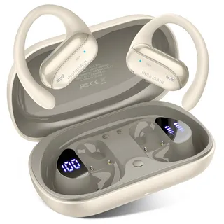 INSSISAIN AI Übersetzer Kopfhörer,Übersetzungskopfhörerr & BT5.4,164 Sprachen Kopfhörer Übersetzer Echtzeit,Bluetooth Kopfhörer,Verbinden Sie Sich und nutzen Sie die Feste,IPX7 (Beige)