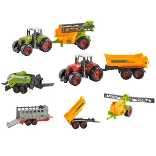 Iso Trade Farm Set 6 landwirtschaftliche Maschinen Spielzeug Kinder Traktoren Anhänger