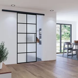 Inova Glasschiebetür Komplettset Schwarz 880 x 2035 mm