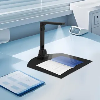 Faltbarer OCR Dokumentenkamera Scanner, 8MP A3 Visualizer Tischscanner Dokumentenscanner mit 3-Level-LED, tragbarer Buchscanner für Windows & Mac, 200+ Sprachen