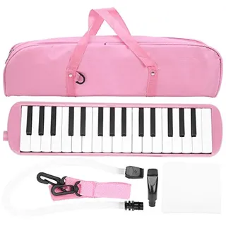 IRIN Melodica, 32 Tasten IRIN Melodica mit Tasche 32 Tasten Blasmusikinstrument Geeignet für Anfänger-Übungstasche (Rosa)