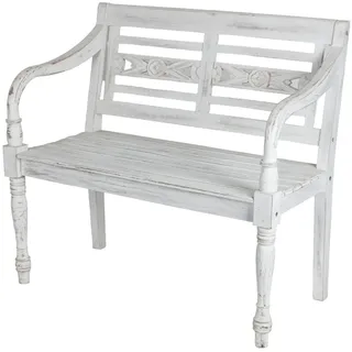 Buri Teak-Gartenbank 100 x 50 x 90 cm Weiß