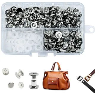 CANGCANG 100 Sets Buchschrauben Edelstahl Nickelfrei, Chicago Buchschrauben Binding Schrauben,M5×4mm Schraubnieten für Leder, Nieten-Chicago-Bindeschrauben für DIY Bookbinding Büche (Silbrig)