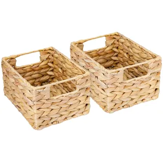 HMF Aufbewahrungskorb geflochten aus Wasserhyazinthe Seegras 22 x 17 x 12 cm beige