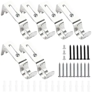 6 x Gardinenstangen halterung, Gardinenstange Halterung, Vorhangstange Deckenmontage, Stangenhalterung, Gardinen Halterung Wand,Deckenhalterung Gardinenstange,Metall Halterung für Gardinenstangen 25mm