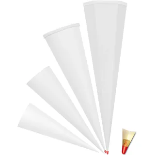 alles-meine.de GmbH stabile Spitze - aus Kunststoff - verschiedenes Zubehör frei wählbar - passend für Schultüte - Rohling - WEIß - 35/50 / 70/85 / 100 cm - OHNE Tüll Abschlu..