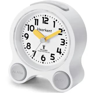 Hearkent Demenzuhr Sprechende Uhr für Senioren oder Blinde Funkgesteuert mit 5 Sets separater Alarme Englisch sprechende angenehme Stimme (Gelb)