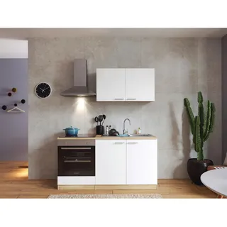 Respekta Miniküche Merle, Weiß, Metall, seitenverkehrt montierbar, nur wie online abgebildet bestellbar, 160 cm, links aufbaubar, rechts aufbaubar, Küchen, Miniküchen