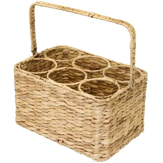 HMF Flaschenkorb geflochten aus Wasserhyazinthe 32 x 22 x 18 cm beige