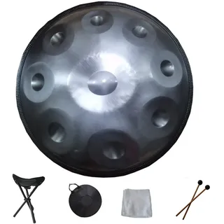 Handpan-Drum-Instrument, Handpan in d-Moll 9 10 12 14 Noten 22 In Stahl-Handtrommel mit weicher Handpan-Tasche, 2 Handpan-Schlägeln, Ständer, harmonischer Percussion für Klangheilung