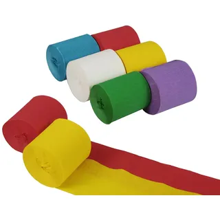 Papstar 10056 6 Krepp-Bänder farbig sortiert wasserfest 10 m x 5 cm