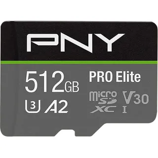 PNY microSDXC Pro Elite 512 GB Class 10 UHS-I A1 V30 + SD-Adapter