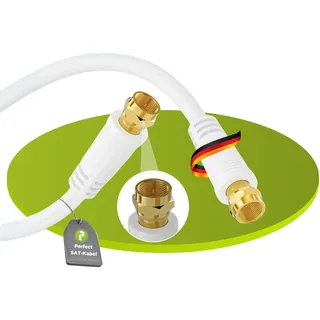 Perfect SAT-Kabel, Antennen-Kabel, Koaxial-Kabel, F Stecker auf F Stecker, 2,00 m, weiß