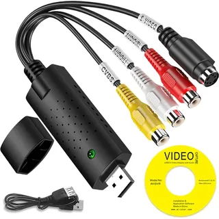Audio Video Konverter Grabber USB auf RCA Digital VHS VCR DVD CD Adapter Camcorder Videoadapter Videorecorder Konverter Bearbeiten Windows Retoo