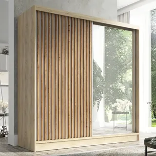 a&j möbelland Schwebetürenschrank LINA 2-türig Schrank 200 cm mit Spiegel Sonoma