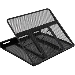 Amazon Basics Belüfteter, verstellbarer, ergonomischer Laptopständer, passend für ein Notebook bis 43,9 cm (17,3 Zoll), 33 x 28.7 x 18.5 cm, Schwarz