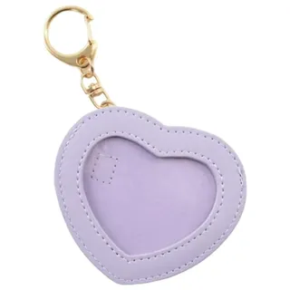 yanwuwa Cartoon-Herz-Form-Abzeichen-Halter, Schlüsselanhänger, Anime-Anstecknadel, PU-Leder, Displayschutztasche für Studenten und Sammler, violett