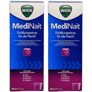 Wick MediNait Erkältungssirup für die Nacht I lindert Erkältungssymptome Gliederschmerzen Reizhusten - im Sparset mit Pharma Perle give-away (Wick MediNait 2x 180ml)