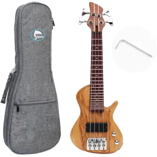 Batking Mini E-Bass Gitarren Travel Ubass 4 Saiten Ukulele Bass mit Gigbag