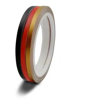 3er Set Zierstreifen in Landesfarben je Breite 5mm Breite 10m Länge Dekorstreifen Klebestreifen für Auto Motorrad Boot Modellbau Zubehör (02 Deutschland Gold)