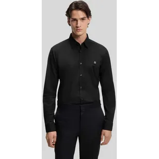 Slim Fit Freizeithemd aus Baumwoll-Mix Modell 'ERMO', Black, L