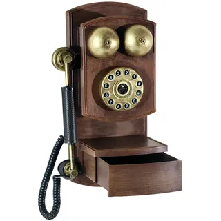 Uqezagpa Retro Klassisches Wandtelefon mit Schnur, antikes Festnetztelefon mit Aufbewahrungsbox, modernes Homeoffice